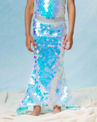 Baby Kids Bamboo Pajamas — Blue Sparkle Sequin Mermaid Skirt — Image 1