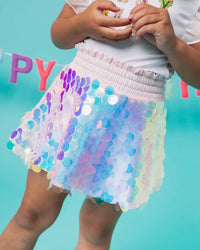 Baby Kids Bamboo Pajamas — Pink Sparkle Sequin Skort — Image 1