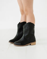 Baby Kids Bamboo Pajamas — Black Solid Western Boot — Image 1
