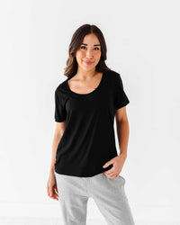 Baby Kids Bamboo Pajamas — Women's Short Sleeve T-Shirt - Black — Image 1