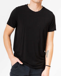 Baby Kids Bamboo Pajamas — Black Men's Short Sleeve T-Shirt — Image 1