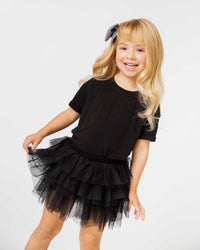 Baby Kids Bamboo Pajamas — Black Tiered Tulle Skort — Image 1