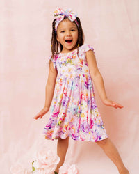Baby Kids Bamboo Pajamas — Bloom Service Cap Sleeve Dress & Shorts Set — Image 1