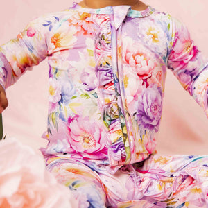 Baby Kids Bamboo Pajamas — Bloom Service Convertible Ruffle Romper — Image 1