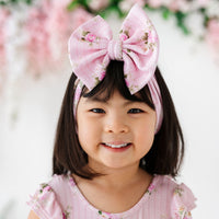 Baby Kids Bamboo Pajamas — Blooming Bouquet Biggie Bow — Image 1