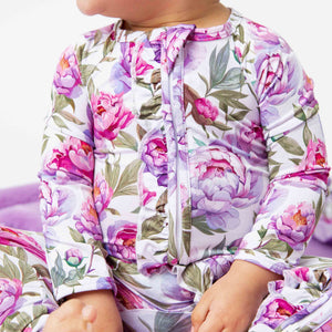 Baby Kids Bamboo Pajamas — Blooming Peotential Convertible Ruffle Romper — Image 1