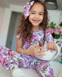 Baby Kids Bamboo Pajamas — Blooming Peotential Short Sleeve Pajama Set — Image 1