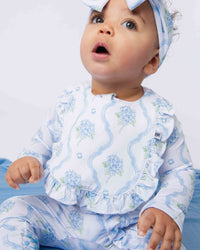 Baby Kids Bamboo Pajamas — Blue-tiful Bloom Scalloped Bib — Image 1
