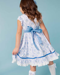 Baby Kids Bamboo Pajamas — Blue-tiful Bloom Cap Sleeve Party Dress & Shorts Set — Image 1