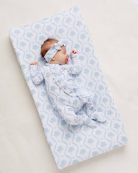Baby Kids Bamboo Pajamas — Blue-tiful Bloom Changing Pad Cover — Image 1