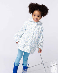 Baby Kids Bamboo Pajamas — Blue-tiful Bloom Ruffled Hooded Raincoat — Image 1
