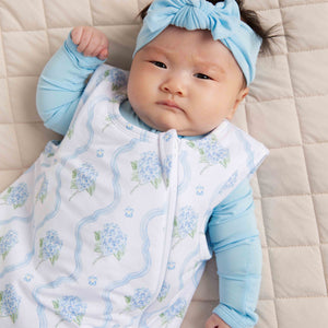Baby Kids Bamboo Pajamas — Blue-tiful Bloom Sleep Sack — Image 1