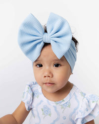 Baby Kids Bamboo Pajamas — Blue Me Away Biggie Bow — Image 1
