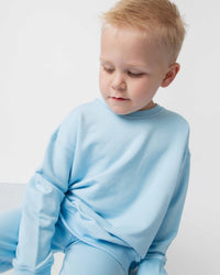 Baby Kids Bamboo Pajamas — Blue Me Away Crew Neck Sweatshirt — Image 1