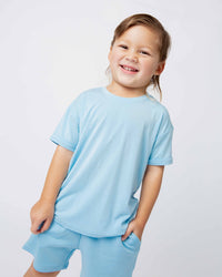 Baby Kids Bamboo Pajamas — Blue Me Away T-Shirt — Image 1