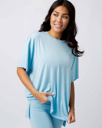 Baby Kids Bamboo Pajamas — Blue Me Away Women's Oversized T-Shirt — Image 1
