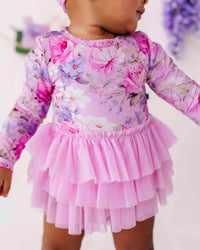 Baby Kids Bamboo Pajamas — Blush in Bloom Tulle Tutu Dress — Image 1
