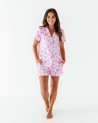 Baby Kids Bamboo Pajamas — Blushing Bows Women's Collar Shirt & Shorts Set — Image 1