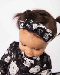 Baby Kids Bamboo Pajamas — Bones and Roses Headwrap — Image 1