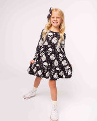 Baby Kids Bamboo Pajamas — Bones and Roses Long Sleeve Dress & Shorts Set — Image 1