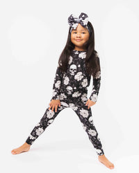 Baby Kids Bamboo Pajamas — Bones and Roses Long Sleeve Pajama Set — Image 1