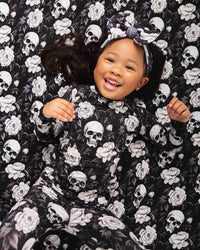 Baby Kids Bamboo Pajamas — Bones and Roses Long Sleeve Pajama Set — Image 1