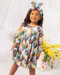 Baby Kids Bamboo Pajamas — Boo-tiful Blooms Long Sleeve Dress & Shorts Set — Image 1
