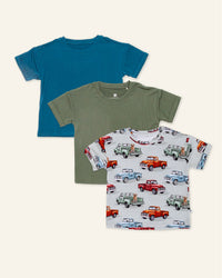 Baby Kids Bamboo Pajamas — Navy or Not + Sage the Day + Ruff Ride T-Shirts Bundle — Image 1