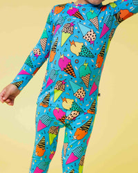 Baby Kids Bamboo Pajamas — Brain Freeze Long Sleeve Pajama Set - Blue — Image 1