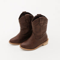 Baby Kids Bamboo Pajamas — Brown Solid Western Boot — Image 1