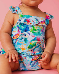 Baby Kids Bamboo Pajamas — The Turtle Package Bubble Romper — Image 1