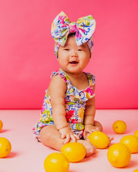 Baby Kids Bamboo Pajamas — Carpe Lemon Bubble Romper — Image 1