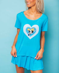Baby Kids Bamboo Pajamas — The Powerpuff Girls™ Bubbles Women's Short Sleeve T-Shirt — Image 1