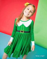 Baby Kids Bamboo Pajamas — Buddy The Elf™ Costume Girls Dress & Shorts Set — Image 1