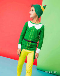 Baby Kids Bamboo Pajamas — Buddy The Elf™ Costume Two-Piece Fold Over Waistband Set — Image 1