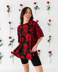 Baby Kids Bamboo Pajamas — Bums & Roses Women's Oversized T-Shirt & Biker Shorts Set — Image 1
