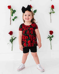 Baby Kids Bamboo Pajamas — Bums & Roses Top & Shorts Set — Image 1