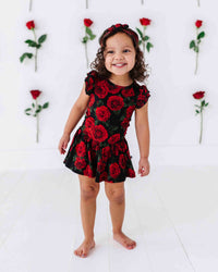 Baby Kids Bamboo Pajamas — Bums & Roses Cap Sleeve Ruffle Dress — Image 1