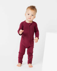 Baby Kids Bamboo Pajamas — Berry Dramatic Convertible Romper — Image 1