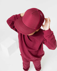 Baby Kids Bamboo Pajamas — Berry Dramatic Hat — Image 1