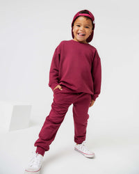 Baby Kids Bamboo Pajamas — Berry Dramatic Relaxed Fit Jogger Set — Image 1