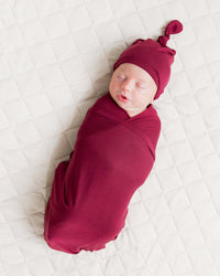 Baby Kids Bamboo Pajamas — Berry Dramatic Swaddle & Beanie Set — Image 1