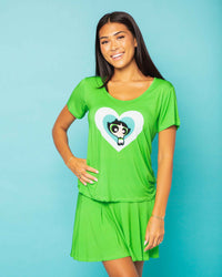 Baby Kids Bamboo Pajamas — The Powerpuff Girls™ Buttercup Women's Short Sleeve T-Shirt — Image 1