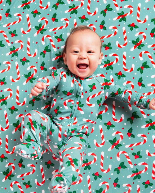Baby Kids Bamboo Pajamas — Candy Cane Lane Bum Bum Blanket - Plush — Image 1