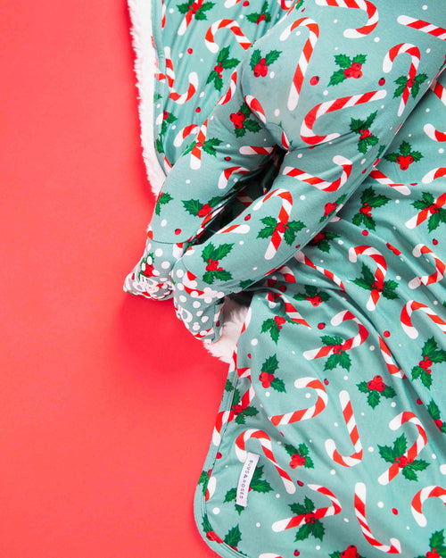 Baby Kids Bamboo Pajamas — Candy Cane Lane Bum Bum Blanket - Plush — Image 12