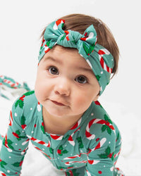 Baby Kids Bamboo Pajamas — Candy Cane Lane Headwrap — Image 1
