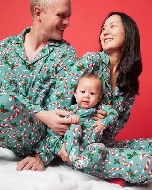 Baby Kids Bamboo Pajamas — Candy Cane Lane Men's Collar Shirt & Pants Set — Image 5