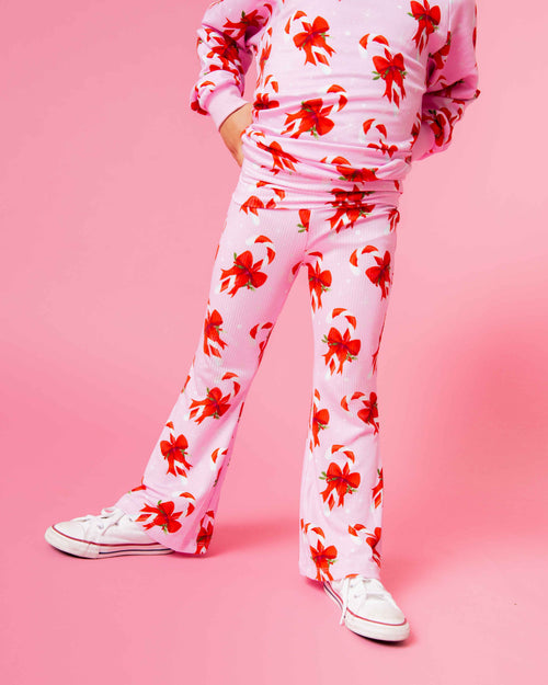 Baby Kids Bamboo Pajamas — Cane You Believe It Crew Neck Sweatshirt & Bell Bottoms Set — Image 3