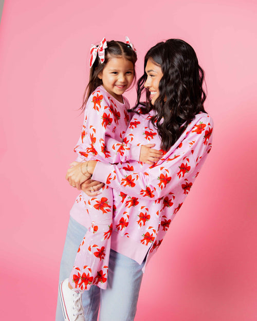 Baby Kids Bamboo Pajamas — Cane You Believe It Crew Neck Sweatshirt & Bell Bottoms Set — Image 4