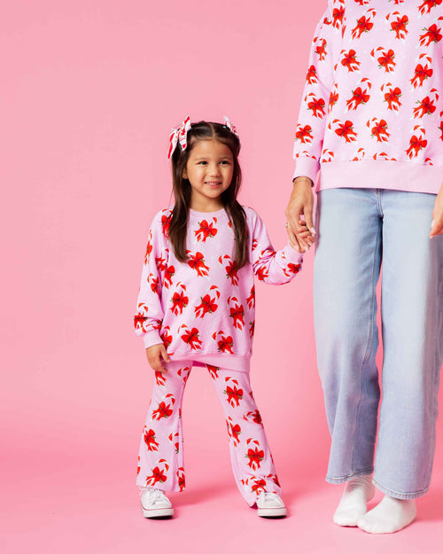 Baby Kids Bamboo Pajamas — Cane You Believe It Crew Neck Sweatshirt & Bell Bottoms Set — Image 8